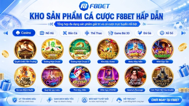 Kho sản phẩm cá cược F8bet hấp dẫn