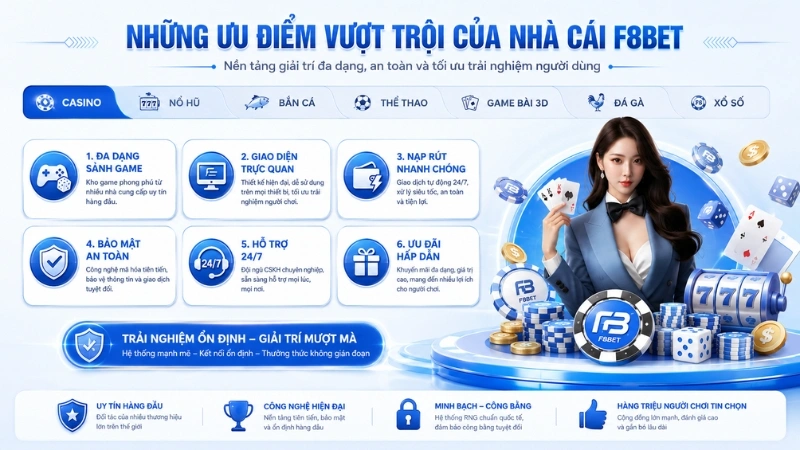 Những ưu điểm vượt trội của nhà cái F8bet